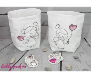 Stickserie Set "Engelchen" mit ITH - Anhänger & Herz